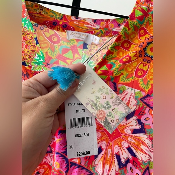NWT Johnny Was|| KALEIDA KAFTAN, S/M, Rainbow Boho, MSRP $298, Cover up - Picture 7 of 9